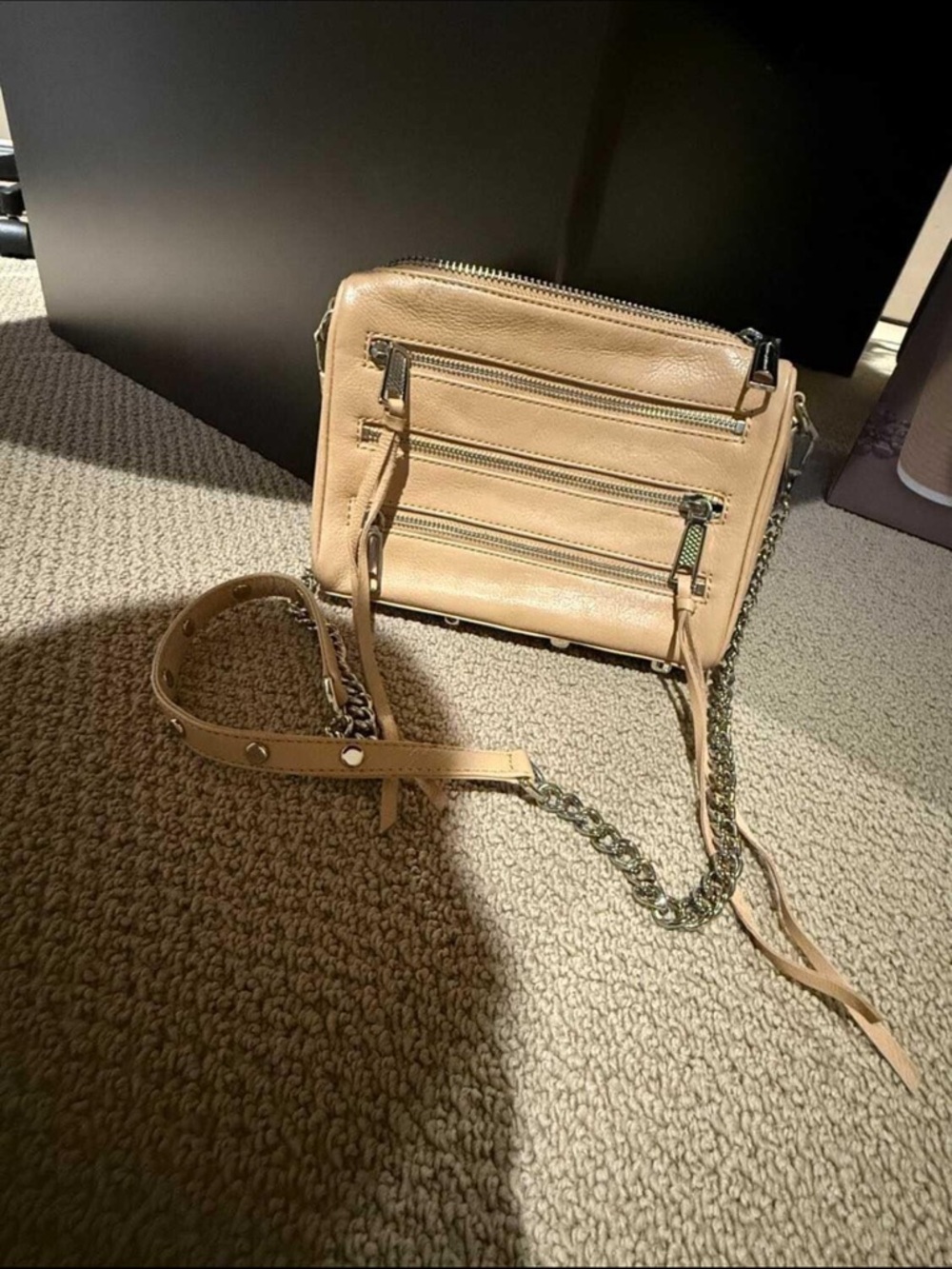 Rebecca Minkoff Leather Crossbody Bag in Beige